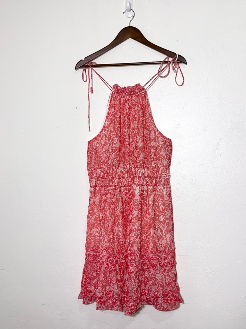 Anthropologie Somerset Halter Mini Dress Pink Coral Paisley Floral Size S - Picture 3 of 12